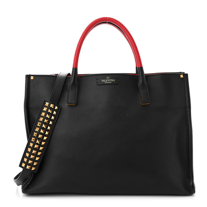 Valentino Garavani Smooth Calfskin Soul Tote Black Red 1 of 10
