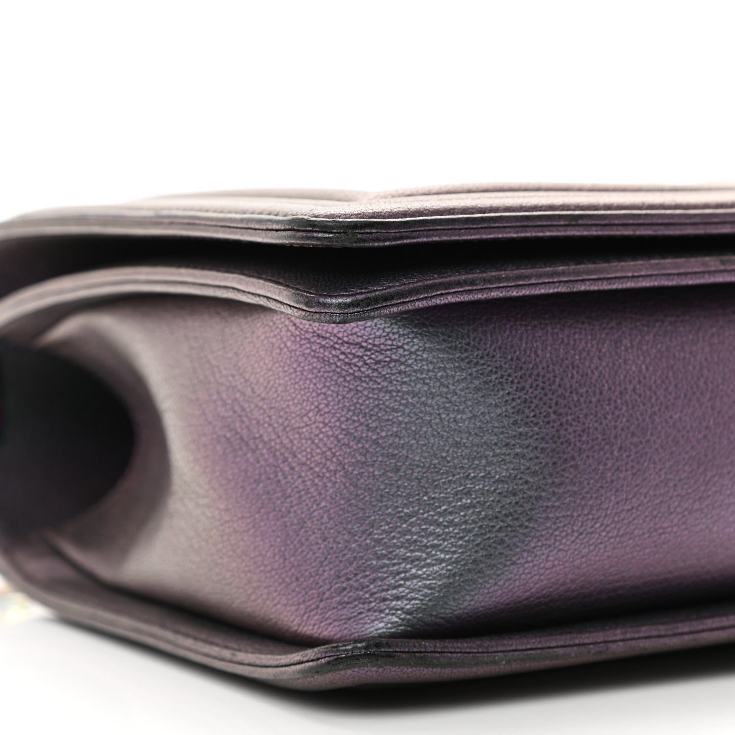 Iridescent Goatskin Quilted New Medium Boy Flap Purple
