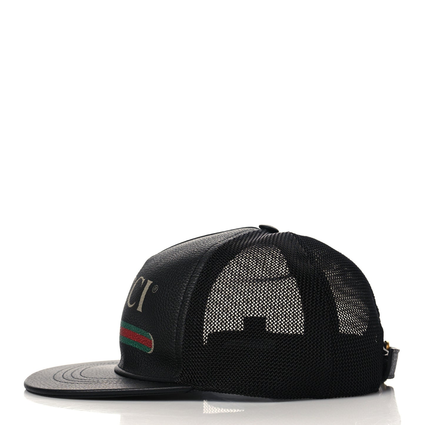 Grained Calfskin Logo Baseball Hat M Black