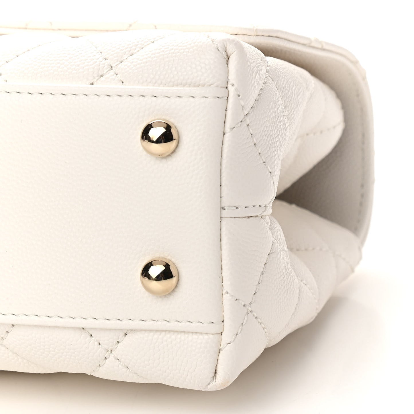 Caviar Quilted Mini Coco Handle Flap White