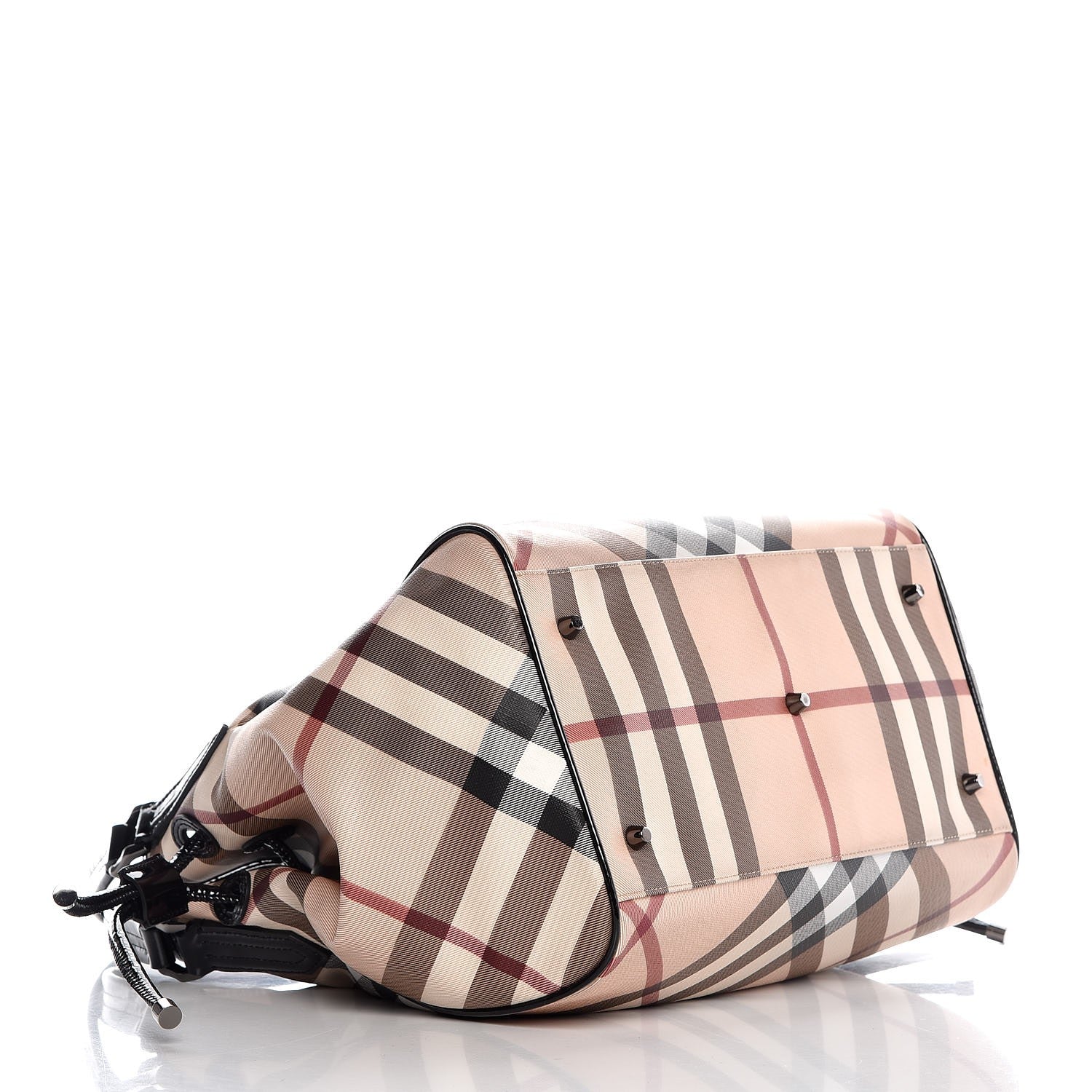 Burberry Patent Nova Check Small Bilmore Tote Black 4 of 9