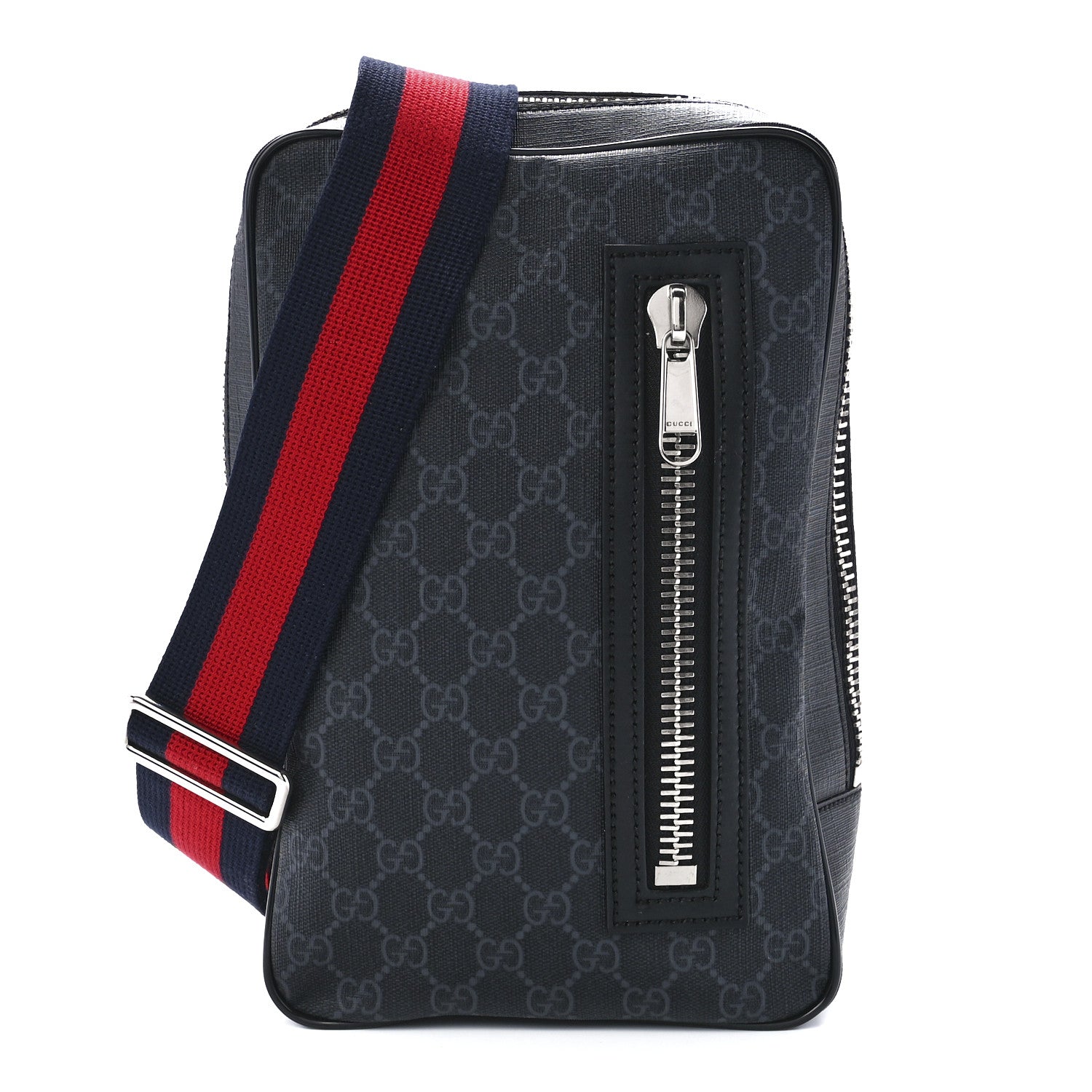 Gucci GG Supreme Monogram Web Belt Bag Black Grey 1 of 10