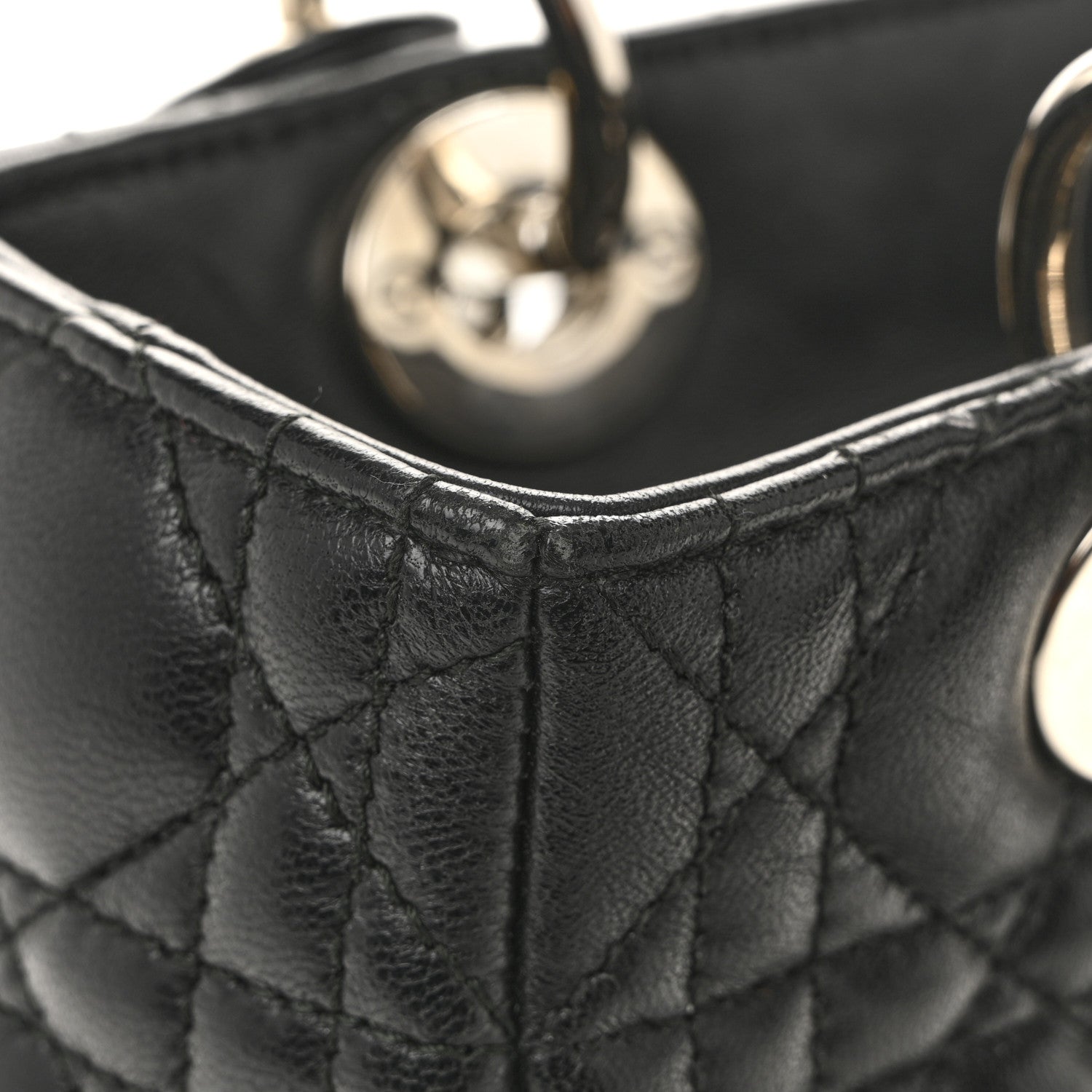 Christian Dior Lambskin Cannage Medium Lady Dior Black 14 of 15