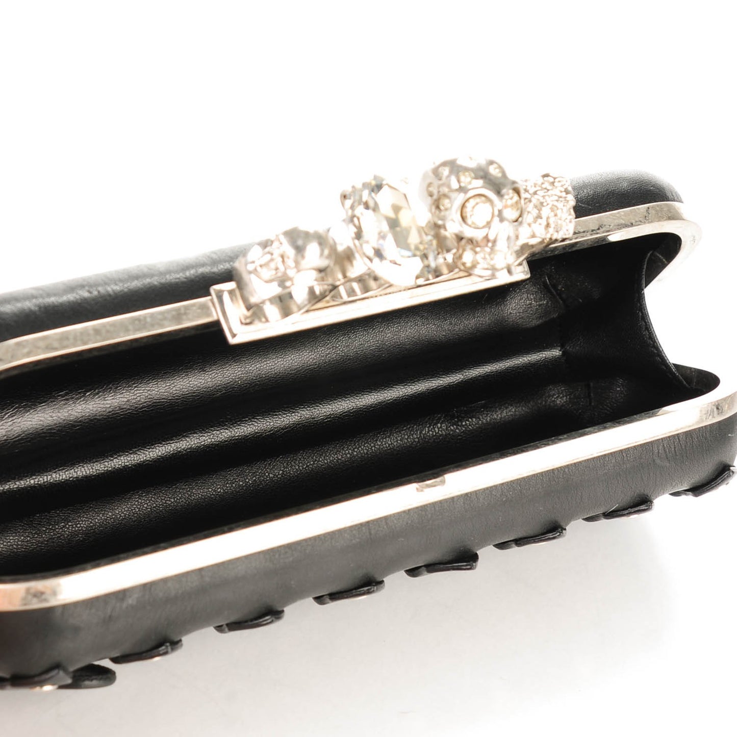 Lambskin Lace-Up Knucklebox Clutch Black