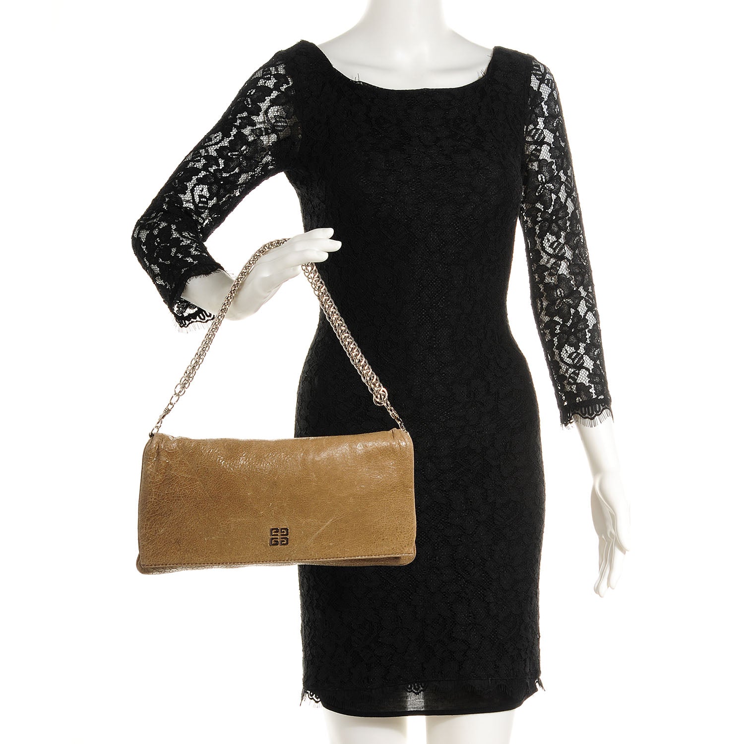 Givenchy Crackled Calfskin Envelope Folded Clutch Light Brown 2 of 7