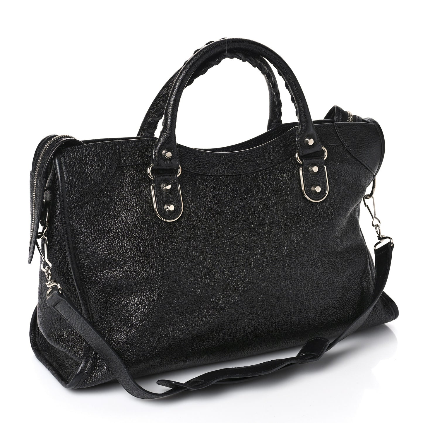 Chevre Silver Metallic Edge Hardware City Black