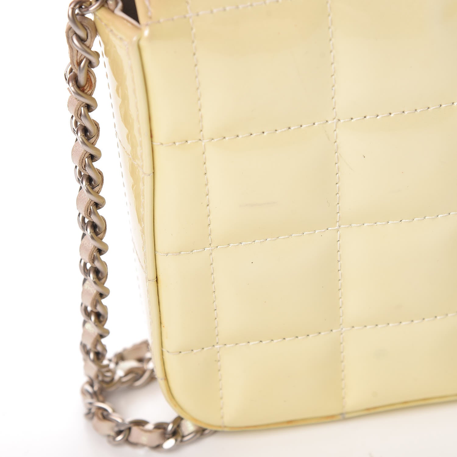 Chanel Patent Quilted East West Chocolate Bar Flap White 16 of 19