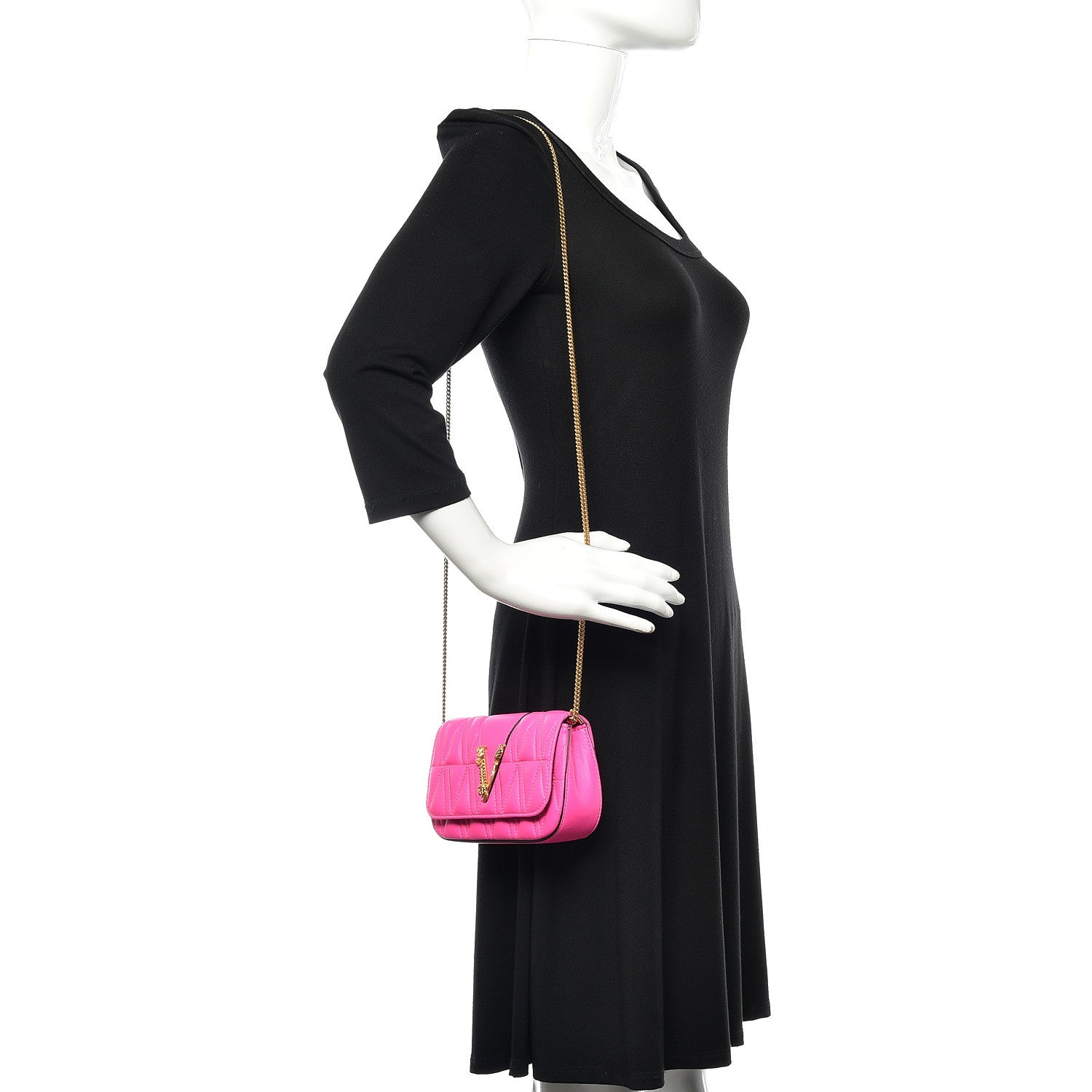 Versace Nappa Quilted Virtus Evening Bag Pink 2 of 9