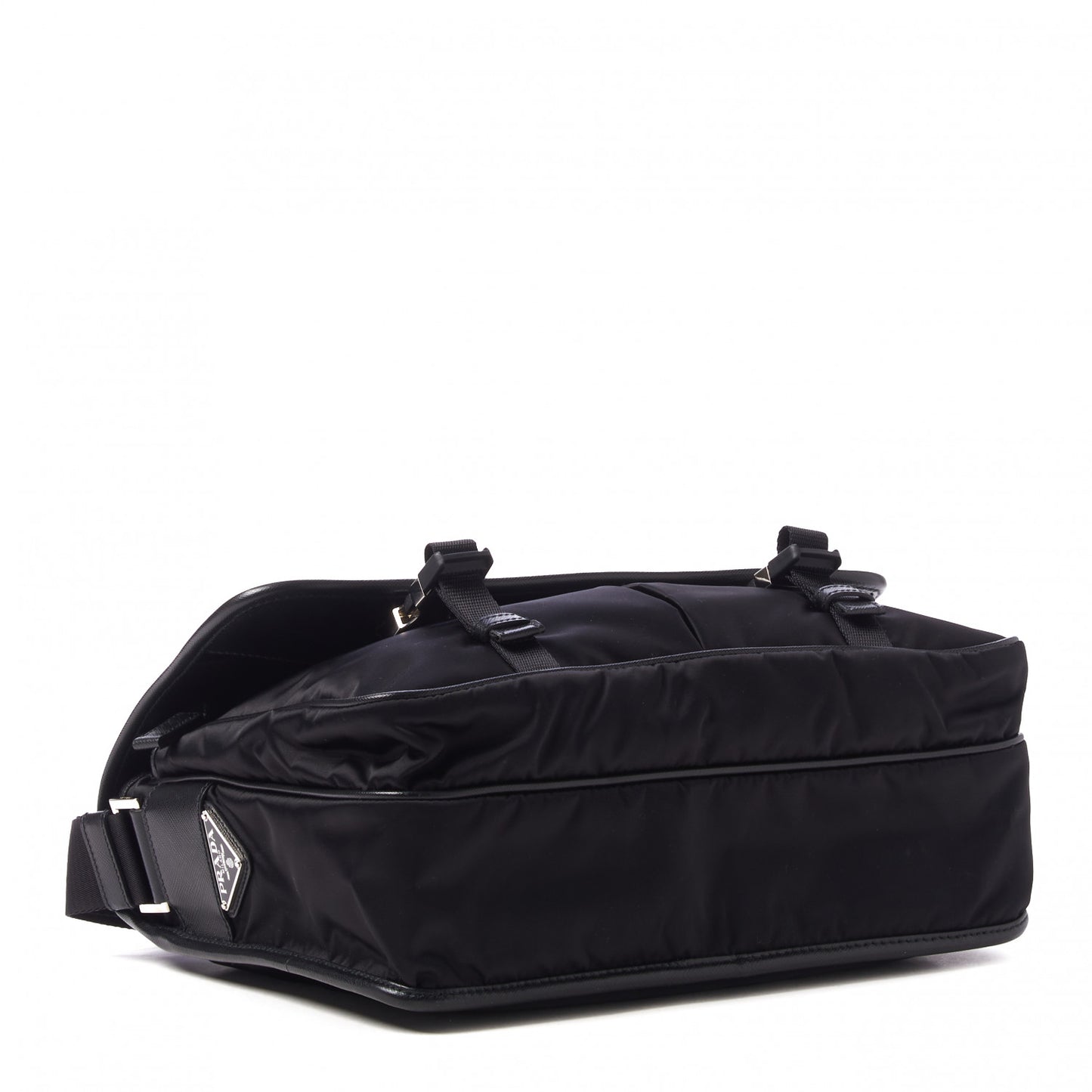 Tessuto Nylon Saffiano Logo Messenger Bag Black