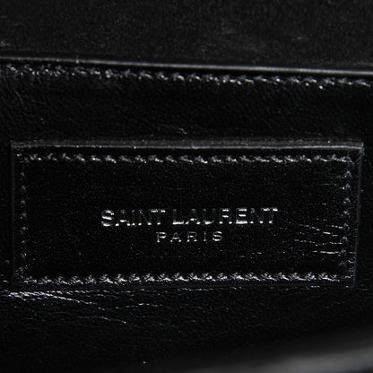 Saint Laurent Calfskin Crocodile Embossed Small Classic Monogram Kate Tassel Satchel Black 7 of 8