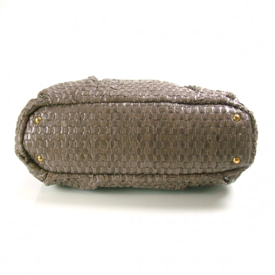 Miu Miu Leather Woven Shopper Tote Bag 5 of 11