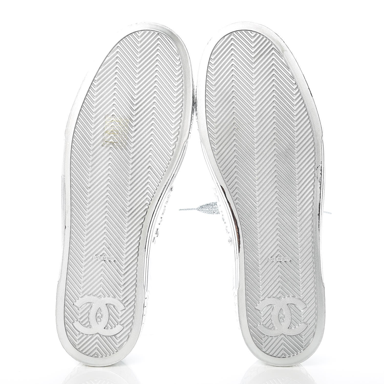 Chanel Laminated Lambskin Sneakers 40 Silver 8 of 9