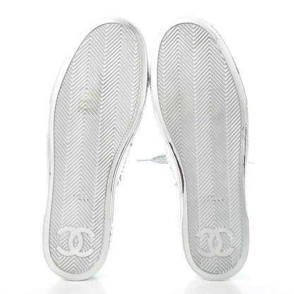 Chanel Laminated Lambskin Sneakers 40 Silver 8 of 9