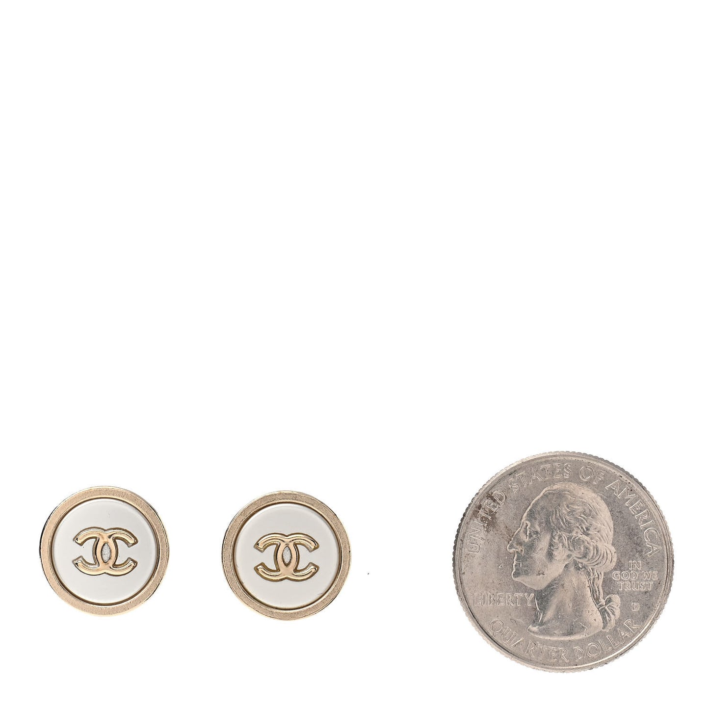Pearl Coco Round Earrings Gold Pearly White