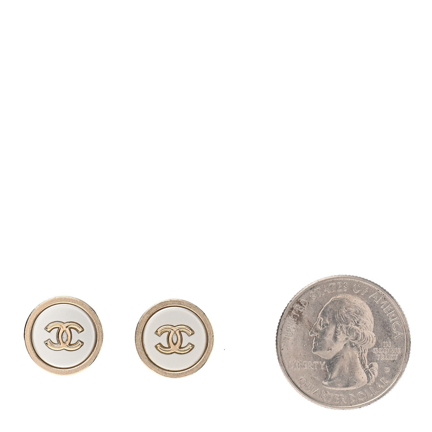 Chanel Pearl Coco Round Earrings Gold Pearly White 2 of 6
