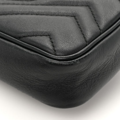 Gucci Calfskin Matelasse Super Mini GG Marmont Shoulder Bag Black 12 of 14