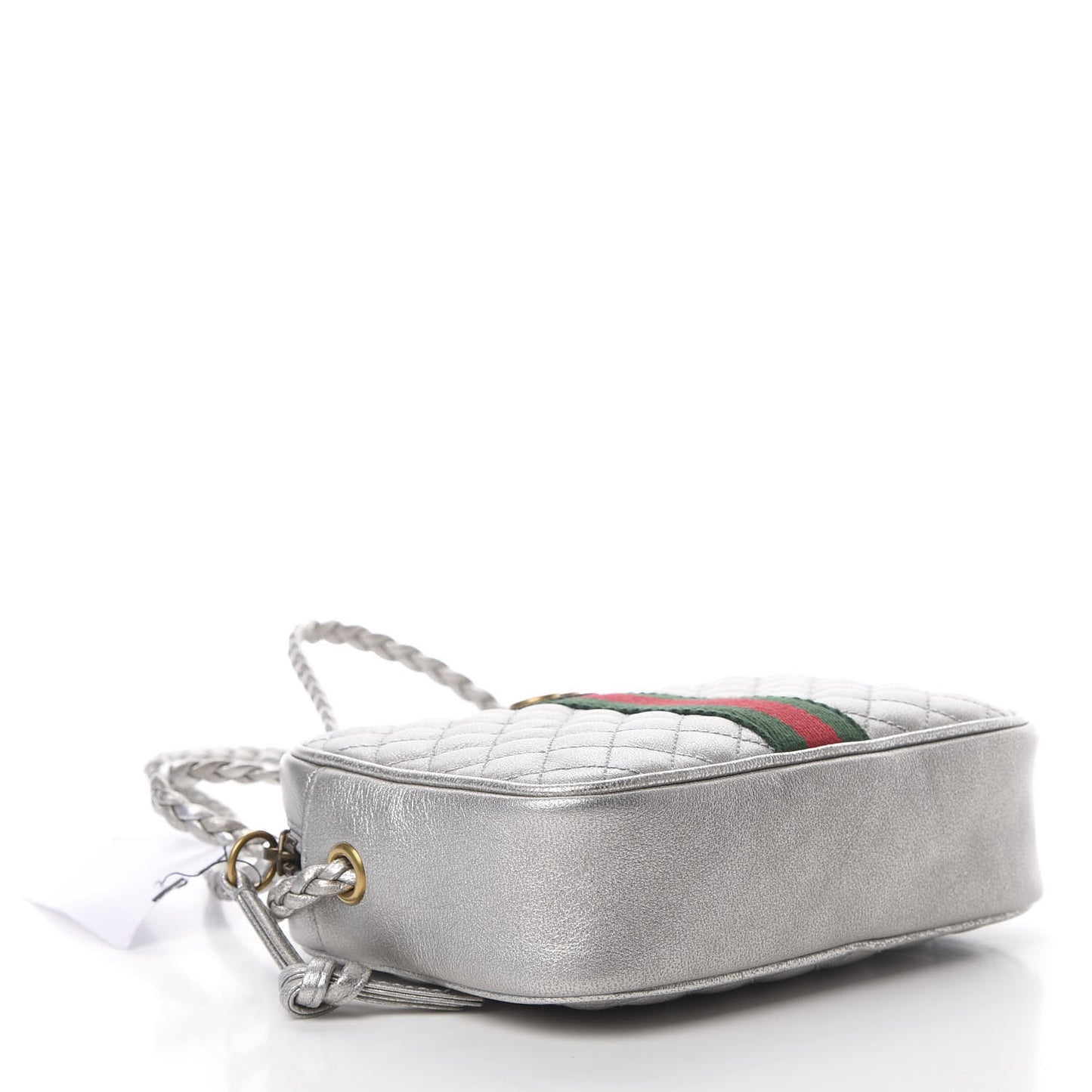 Laminated Nappa Web Trapuntata Mini GG Shoulder Bag Argento