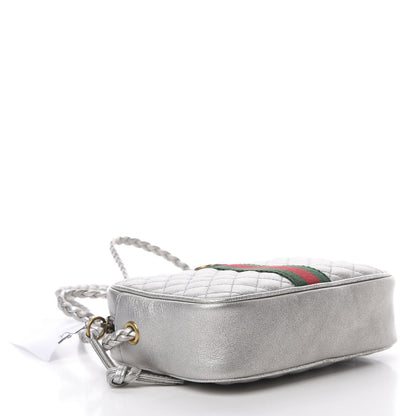 Gucci Laminated Nappa Web Trapuntata Mini GG Shoulder Bag Argento 4 of 12