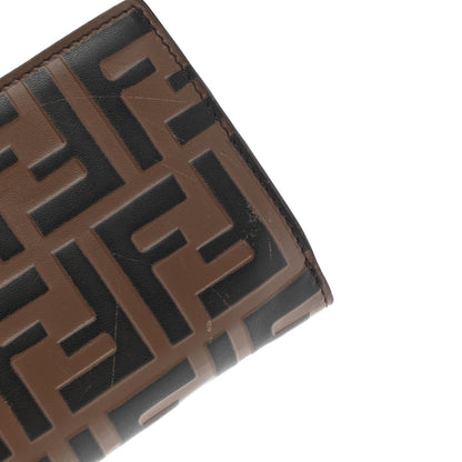 Fendi Vitello Cruise F is Fendi Bi-Color FF 1974 Embossed Compact Wallet Maya Black Fragola 17 of 19