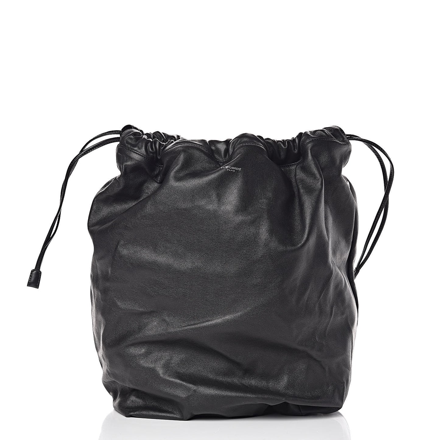 Canvas Calfskin Teddy Drawstring Shopping Tote White Black