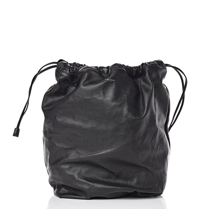 Saint Laurent Canvas Calfskin Teddy Drawstring Shopping Tote White Black 7 of 15
