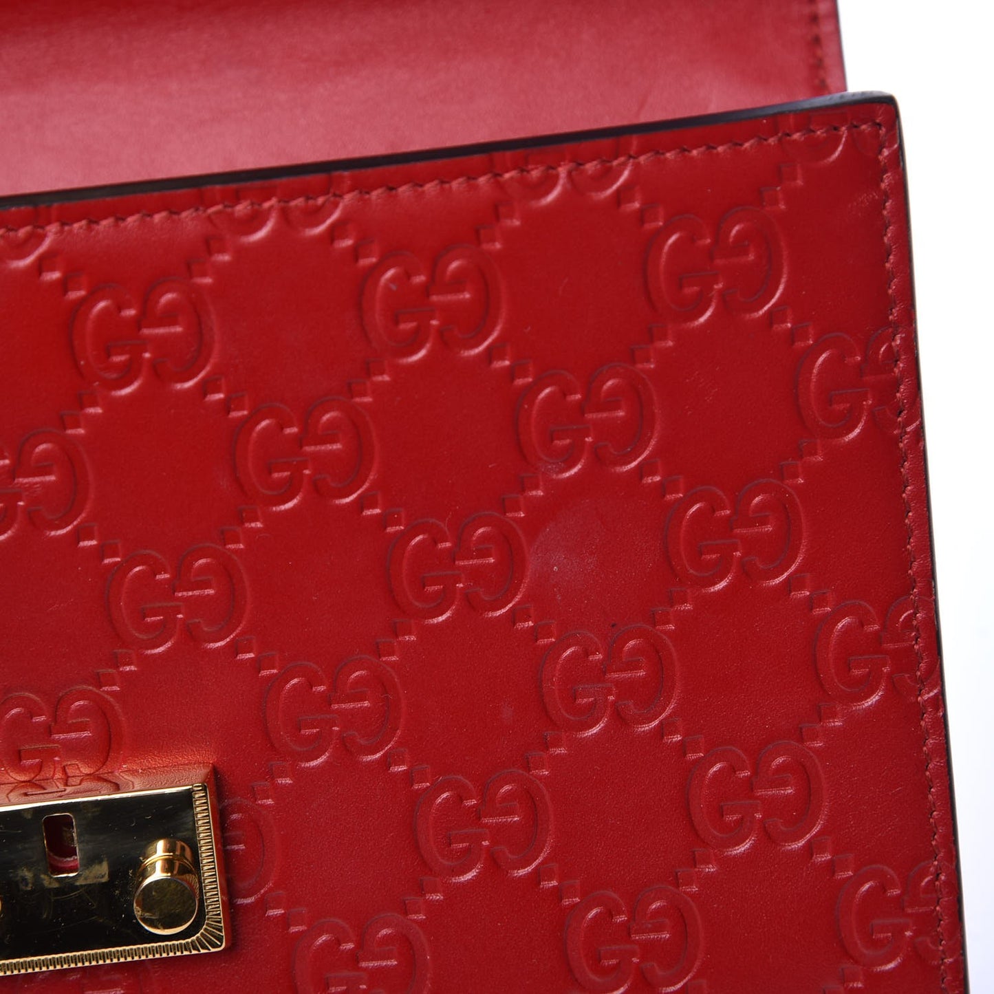Guccissima Padlock Clutch Hibiscus Red