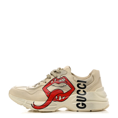 Gucci Calfskin Mouth Print Mens Rhyton Sneaker 12.5 Ivory 1 of 8