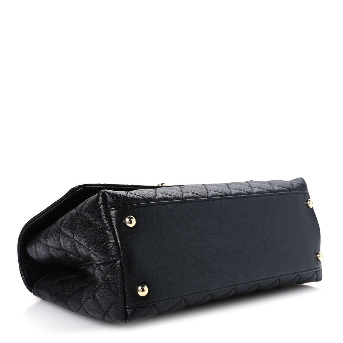 Caviar Quilted Small Coco Handle Flap Black