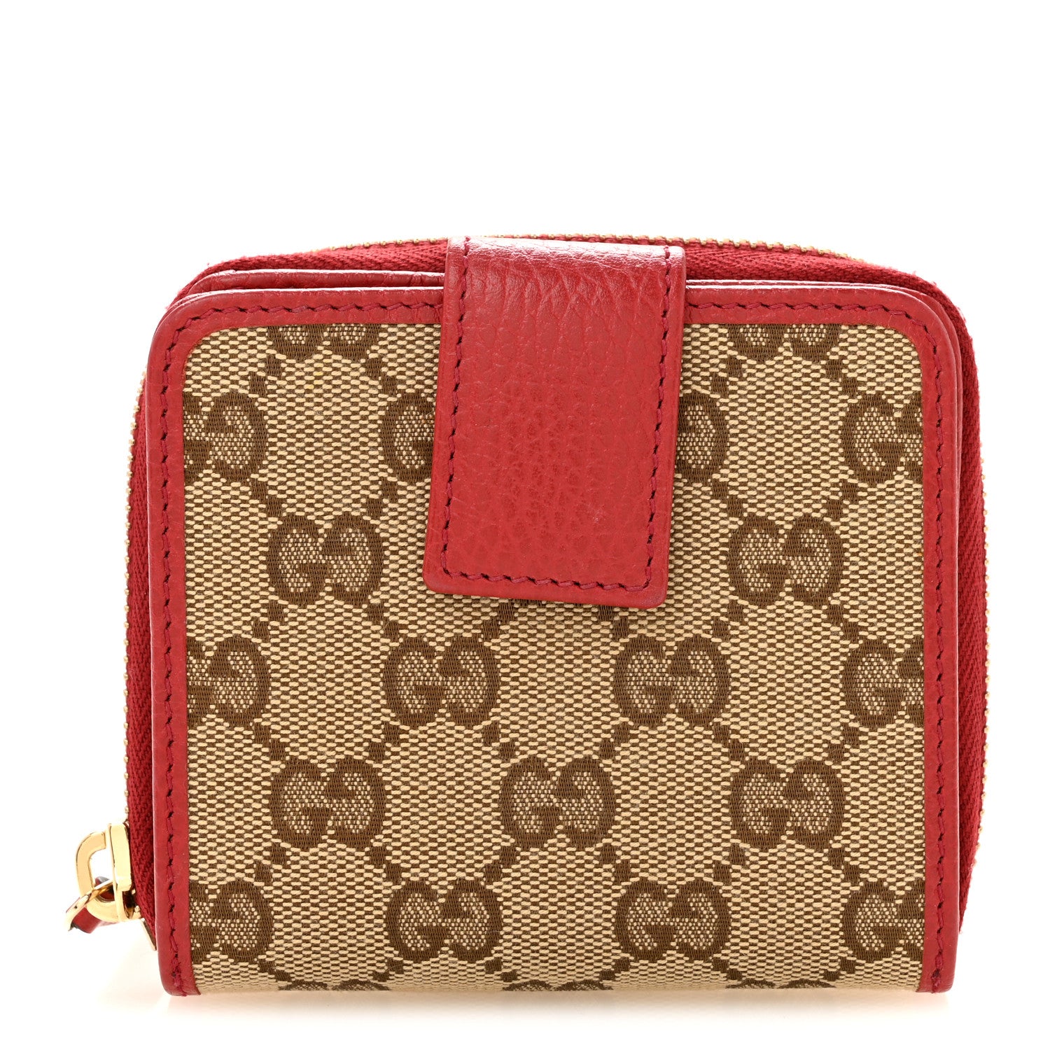 Gucci Monogram Dollar Calfskin Zip Around French Flap Wallet Beige Ebony Rosso 1 of 9