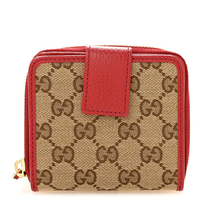 Gucci Monogram Dollar Calfskin Zip Around French Flap Wallet Beige Ebony Rosso 1 of 9