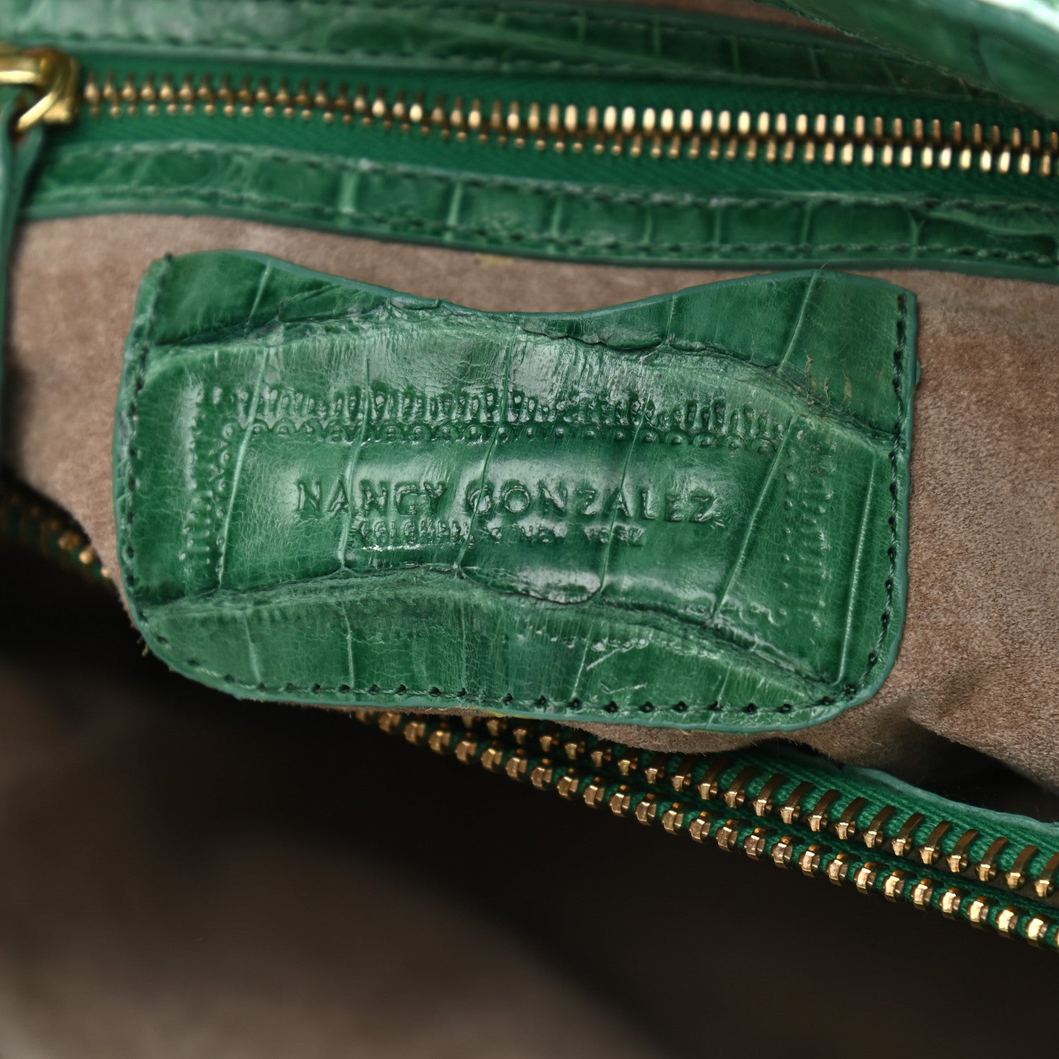 Nancy Gonzalez Crocodile Leaf Tote Green 6 of 13
