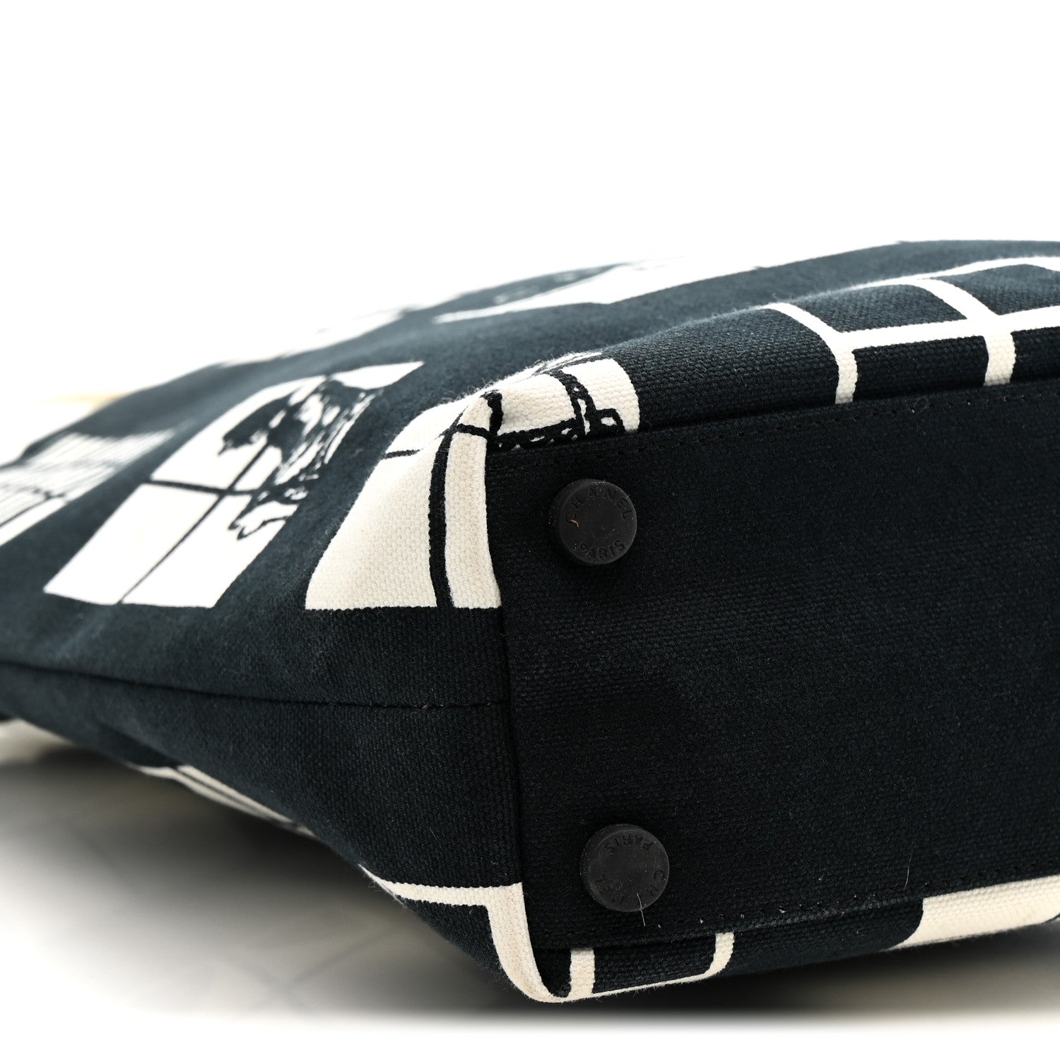 Chanel Canvas Small Coco Window Tote Black White 9 of 14