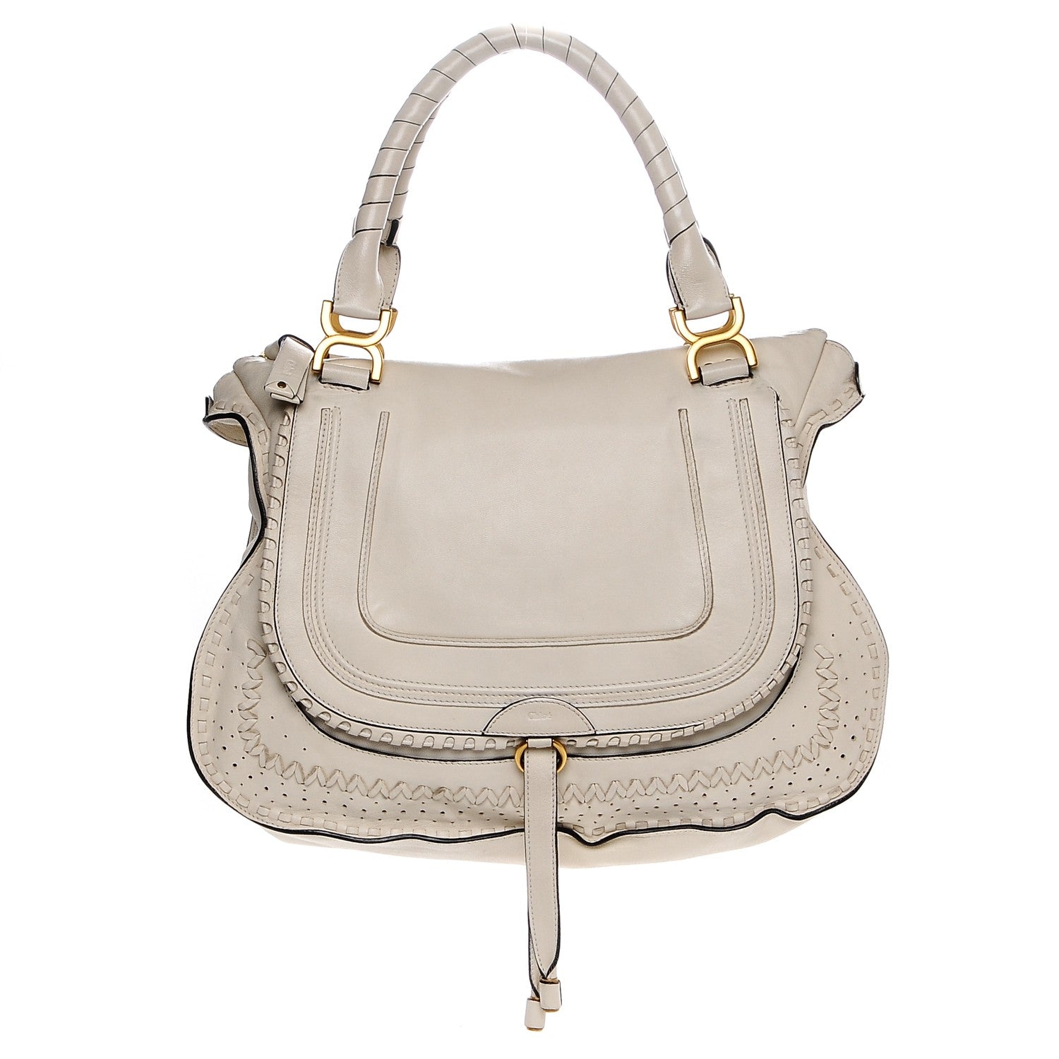 Chloe Calfskin Perforated Large Marcie Satchel Porcelain 1 of 6
