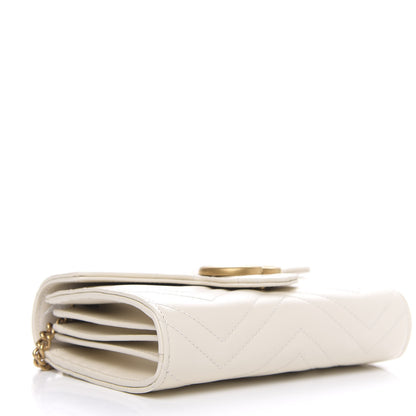 Gucci Calfskin Matelasse GG Marmont Chain Wallet Mystic White 4 of 11