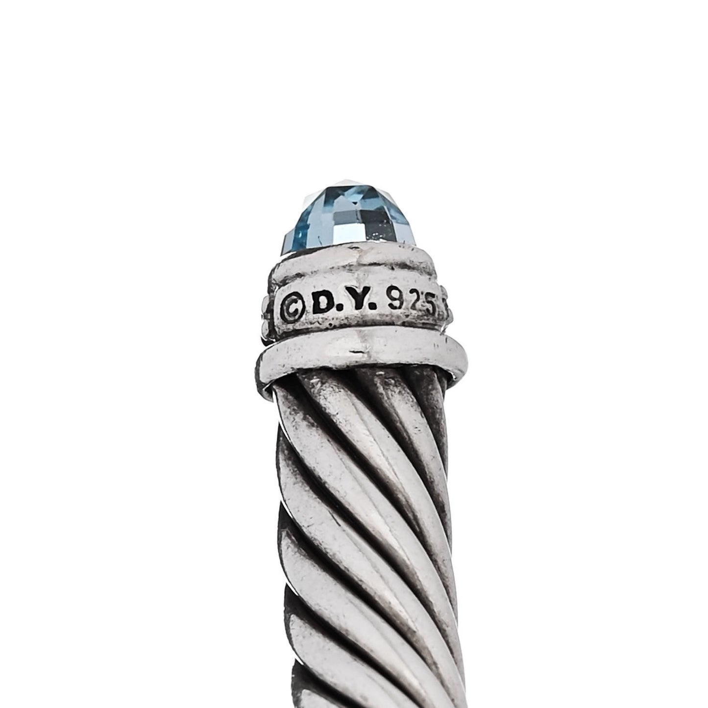 Sterling Silver Diamond Blue Topaz 5mm Cable Classics Bracelet