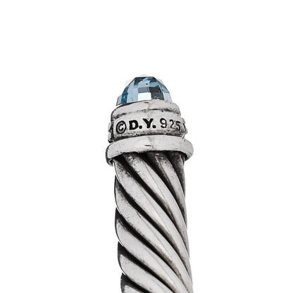 David Yurman Sterling Silver Diamond Blue Topaz 5mm Cable Classics Bracelet 3 of 4