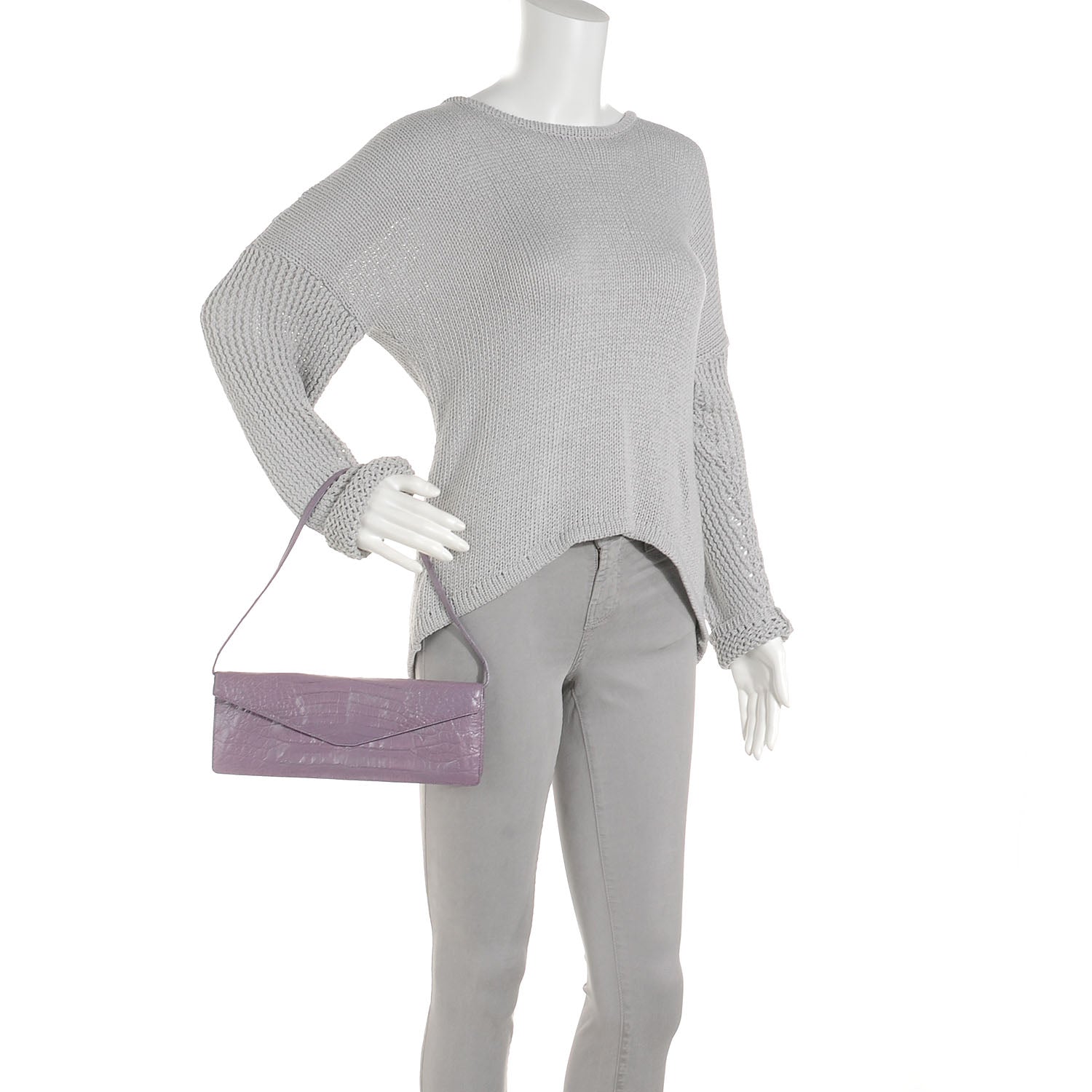 Nancy Gonzalez Crocodile Envelope Clutch Lilac 2 of 8