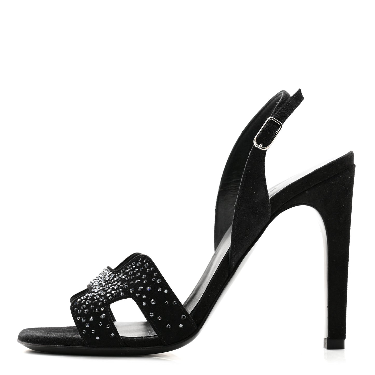 Suede Goatskin Crystal Ella 105 Sandal 35 Black