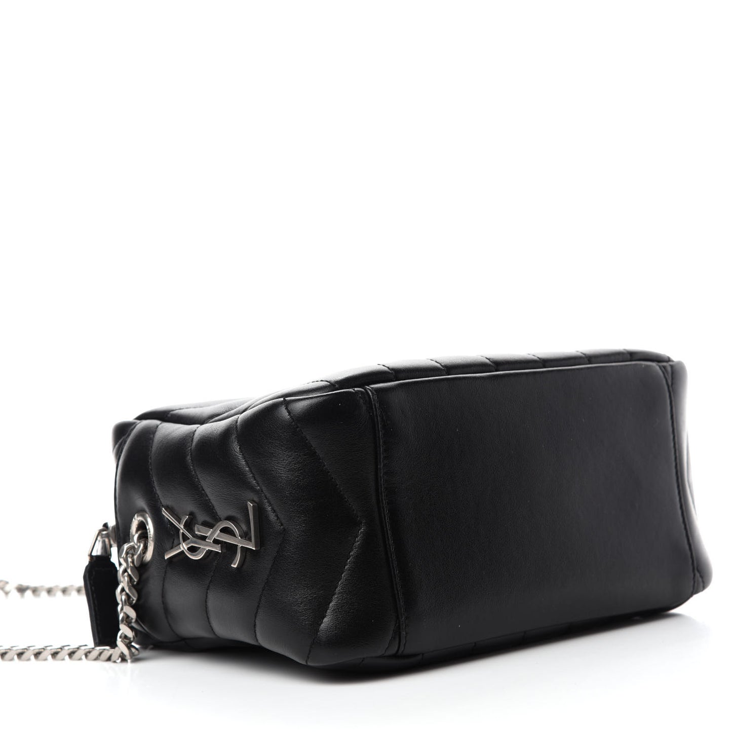 Calfskin Y Quilted Monogram Small Loulou Bowling Bag Black