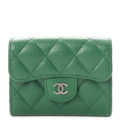 Chanel Caviar Quilted Flap Card Holder Green 1 of 9