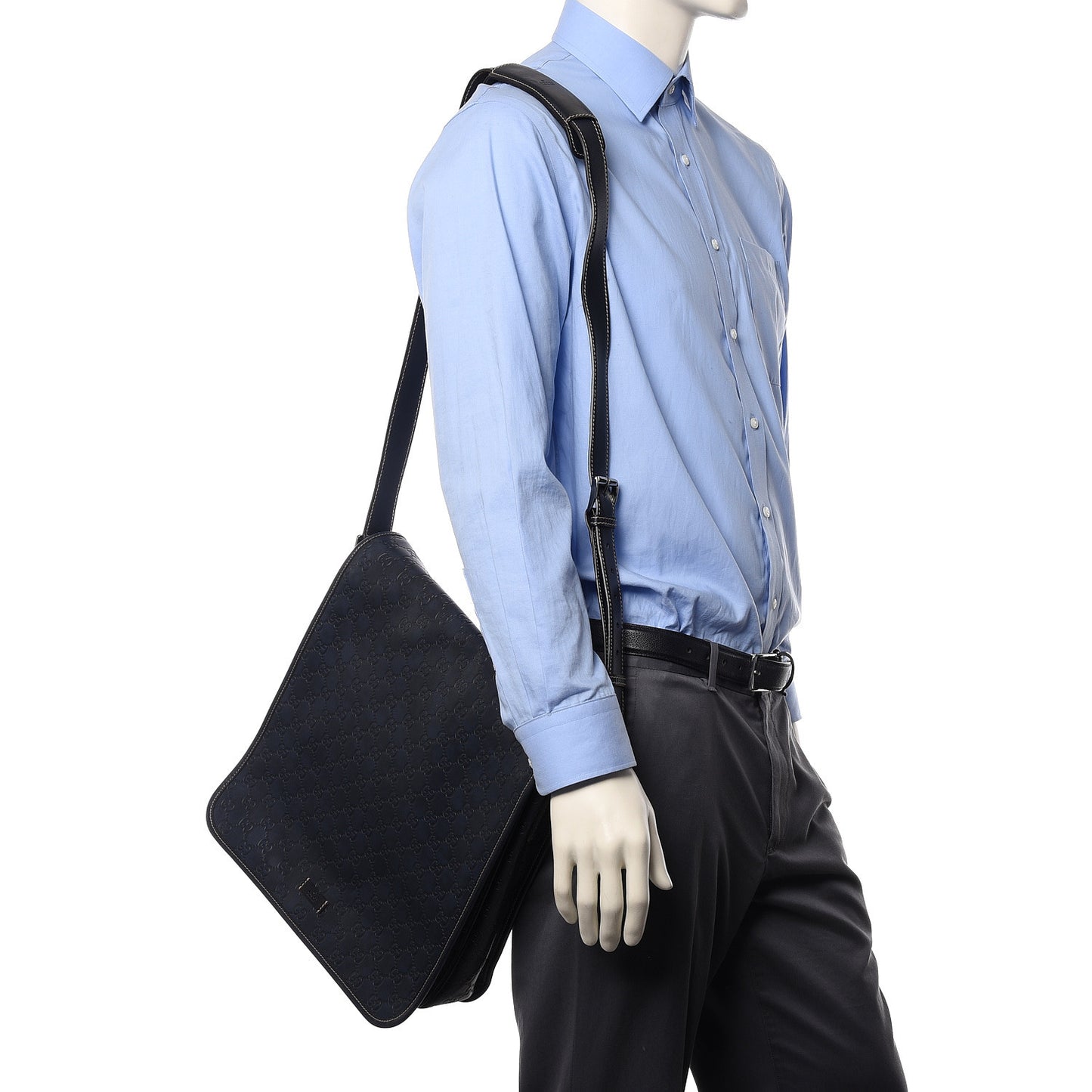 Guccissima Large Flap Messenger Bag Navy