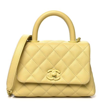 Chanel Caviar Quilted Incognito Extra Mini Coco Handle Flap Light Yellow 1 of 12