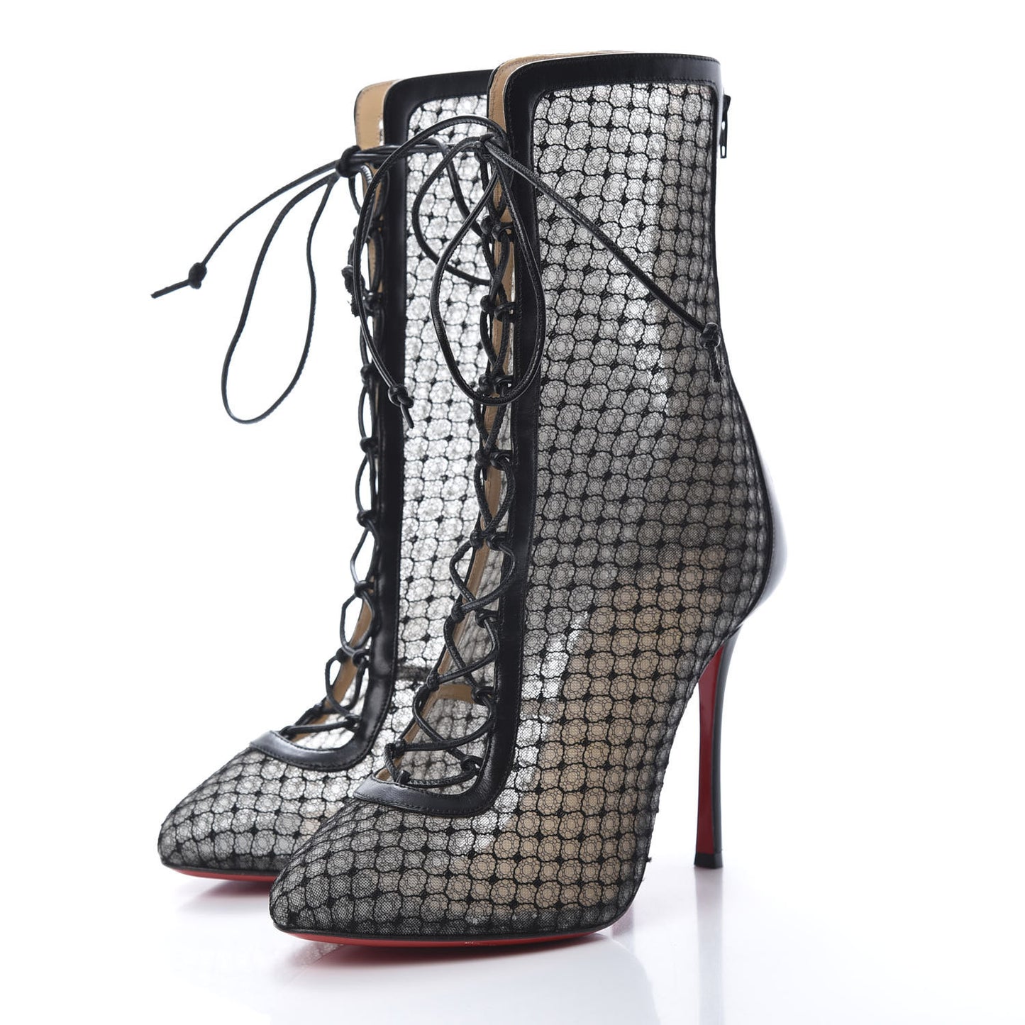 Nappa Fishnet Lace Hotero 100 Ankle Boots 38.5 Black