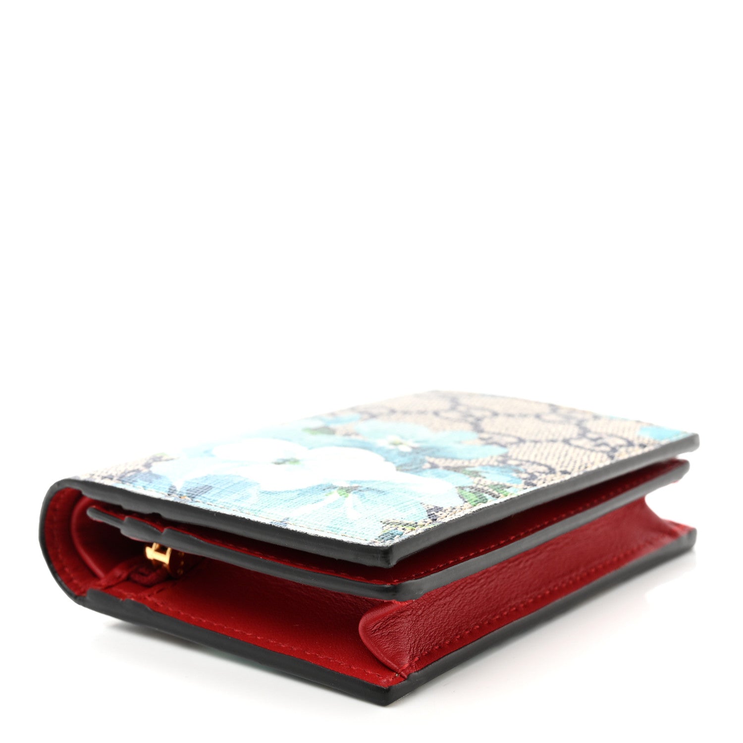 Gucci GG Supreme Monogram Blooms Card Case Wallet Beige Blue Navy Hibiscus Red 4 of 8