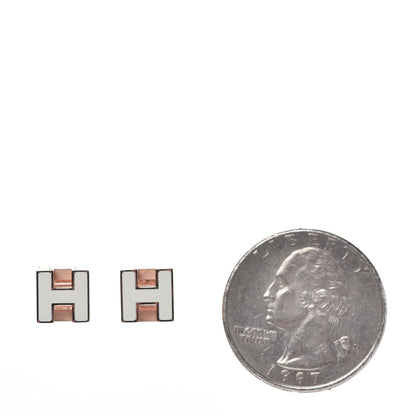 Hermes Rose Gold Plated Cage d'H Earrings White 2 of 5