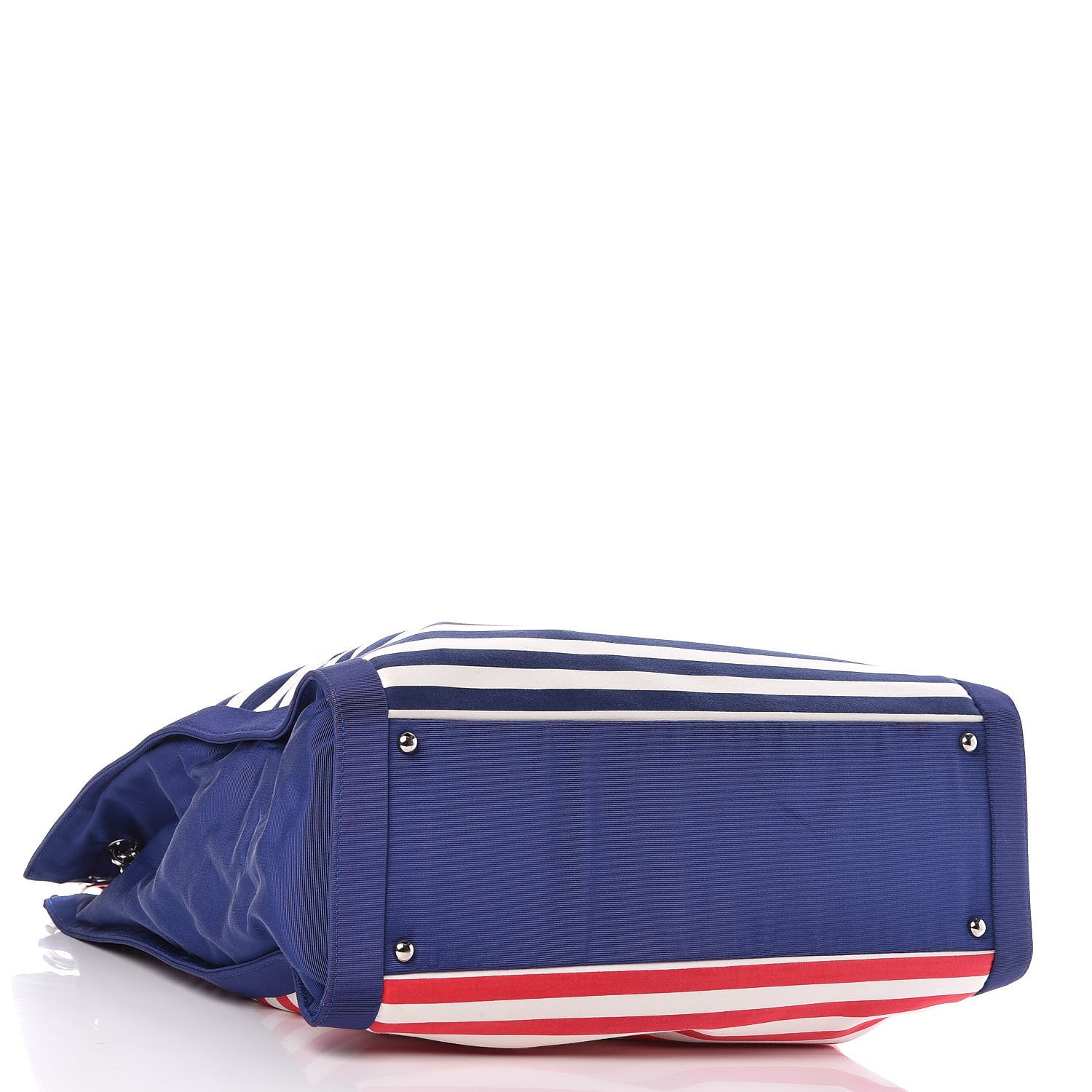 Chanel Striped Canvas CC Large Shopping Tote Blue Red White 4 of 11