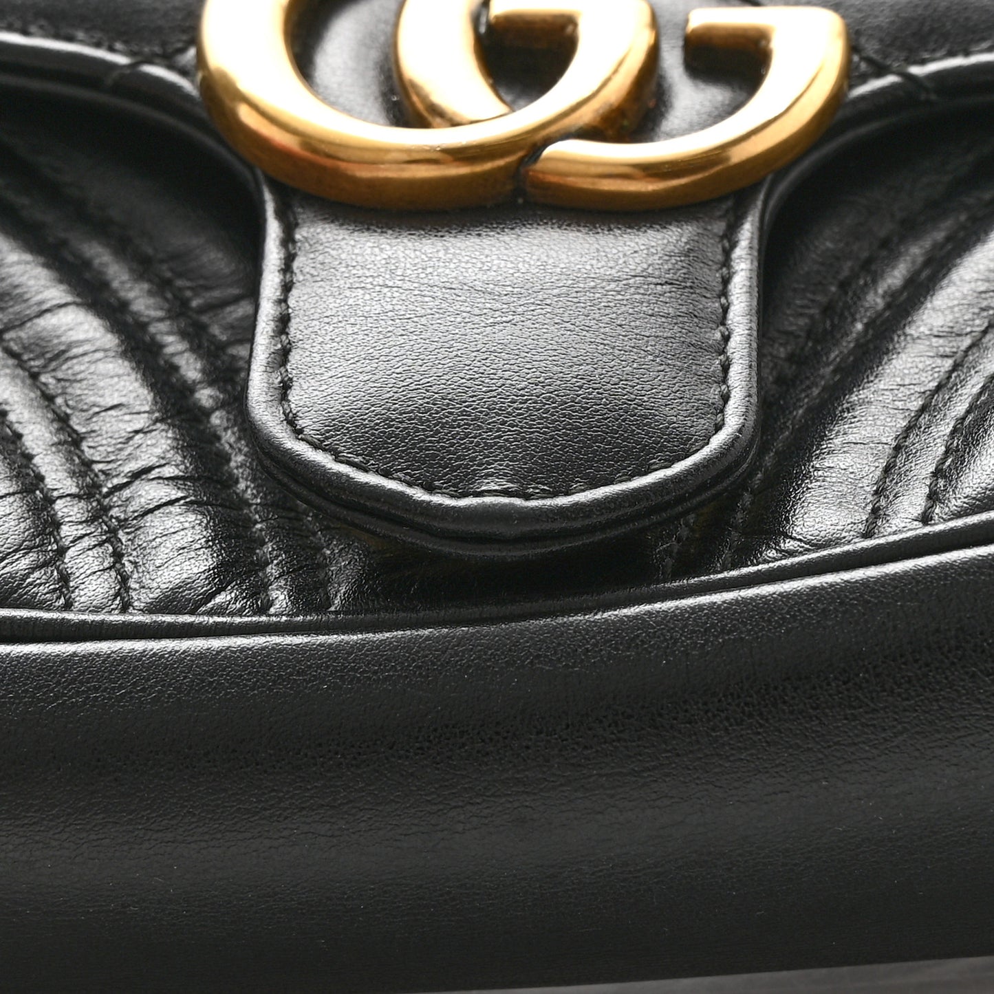 Calfskin Matelasse Mini GG Marmont Shoulder Bag Black