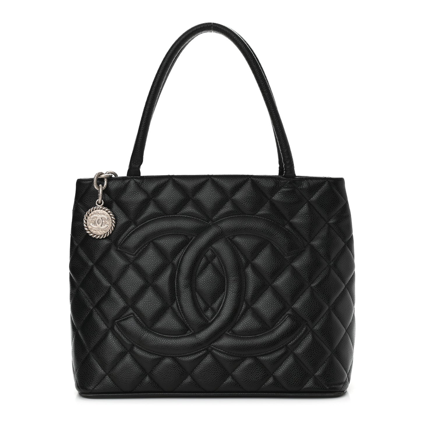 Caviar Quilted Medallion Tote Black