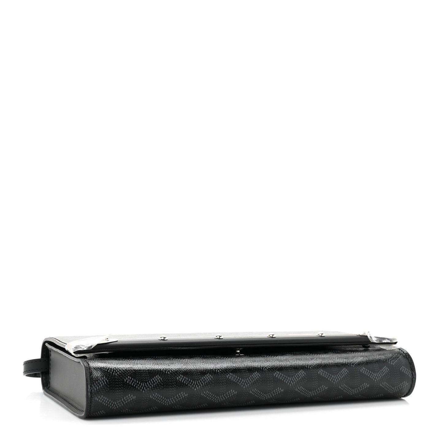 Goyardine Monte Carlo Bois Clutch With Strap Jet Black