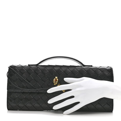 Bottega Veneta Nappa Intrecciato Long Andiamo Top Handle Clutch Black 2 of 13